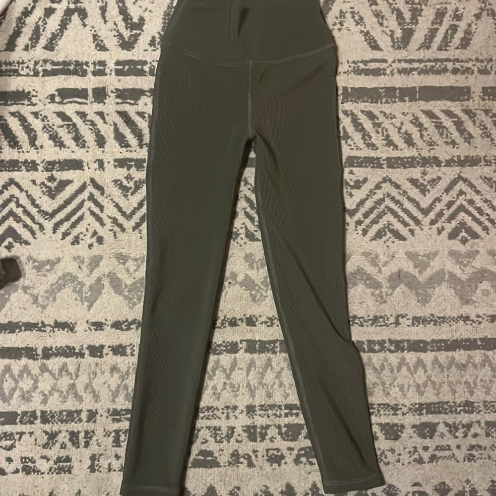 Olive green Five ribbed leggings YXL